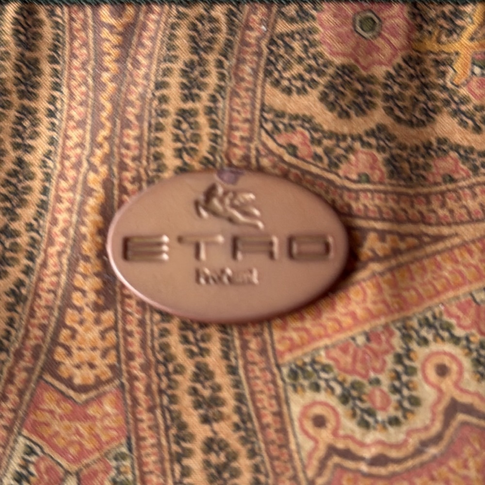 Etro Mini Satchel European Luxury Top Handle Bag Paisley Print Amber & Green - Picture 2 of 8